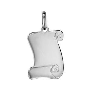 PENDENTIF ARGENT RHODIÉ PARCHEMIN MOYEN MODELE 20X25