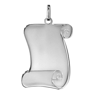 PENDENTIF ARGENT RHODIÉ PARCHEMIN TRES GRAND MODELE 30X39