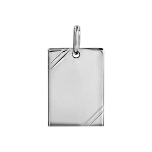 PLAQUE GI ARGENT RHODIÉ PETIT MODELE 13X19 STRIEE