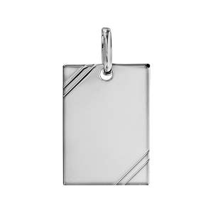 PLAQUE GI ARGENT RHODIÉ MOYEN MODELE 17X24 STRIEE