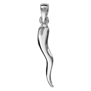 PENDENTIF ARGENT RHODIÉ CORNE ITALIENNE