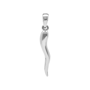 PENDENTIF ARGENT RHODIÉ CORNE ITALIENNE
