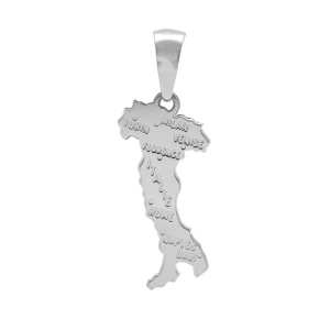 PENDENTIF GRANDE CARTE D'ITALIE ARGENT  RHODIÉ