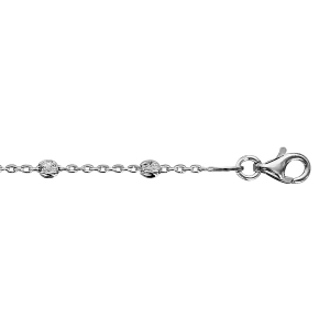 CHAINE CHEVILLE ARGENT RHODIÉ PETITES PASTILLES STRIEES 23+5CM