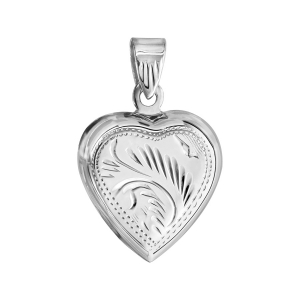 PENDENTIF CASSOLETTE ARGENT FORME COEUR MOTIF RECTO VERSO