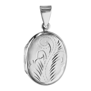 PENDENTIF CASSOLETTE ARGENT FORME OVALE MOTIF RECTO VERSO