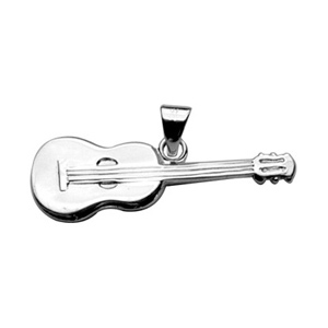 PENDENTIF GUITARE SECHE ARGENT  RHODIÉ