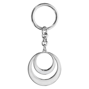 PORTE CLEF MASSIF ARGENT RHOIDE PENDENTIF 2 CERCLES A GRAVER