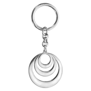 PORTE CLEF MASSIF ARGENT RHODIÉ PENDENTIF 3 CERCLES A GRAVER