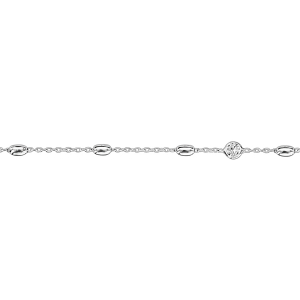 CHAINE CHEVILLE ARGENT RHODIÉ OLIVES ET OXYDES BLANCS SERTIS 24+3CM