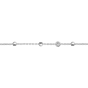 CHAINE CHEVILLE ARGENT RHODIÉ CUBES ET 3 OXYDES RONDS BLANCS SERTIS CLOS 23+3CM