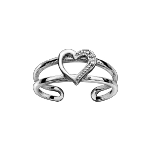 BAGUE DE DOIGT DE PIED ARGENT RHODIÉ MOTIF COEUR