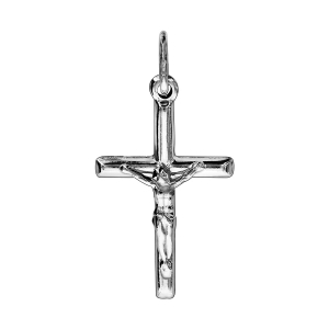 PENDENTIF JESUS SUR CROIX ARGENT RHODIÉ  29MM X 17MM