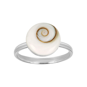 BAGUE ARGENT RHODIÉ COQUILLAGE OEIL DE SAINTE LUCIE