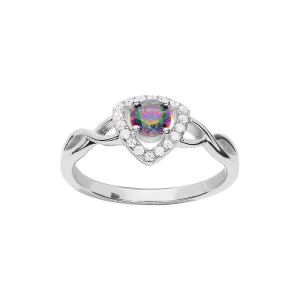 BAGUE ARGENT RHODIÉ OXYDE ARC EN CIEL MYSTIQUE CONTOUR OXYDES BLANCS SERTIS