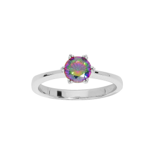 BAGUE ARGENT RHODIÉ OXYDE ARC EN CIEL MYSTIQUE SERTI