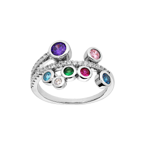 BAGUE ARGENT RHODIÉ MULTICOULEUR