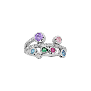 BAGUE ARGENT RHODIÉ MULTICOULEUR