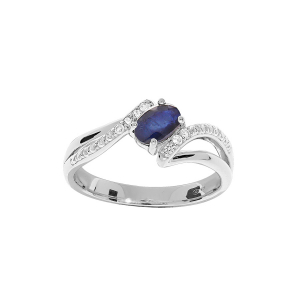 BAGUE ARGENT RHODIÉ OXYDES BLEUS ET BLANCS SERTIS