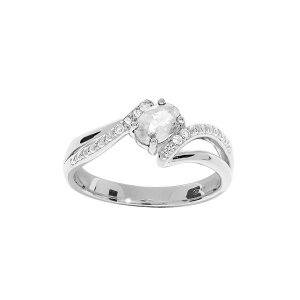 BAGUE ARGENT RHODIÉ OXYDES BLANCS SERTIS