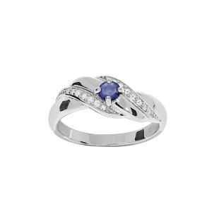 BAGUE ARGENT RHODIÉ OXYDES BLEUS ET BLANCS SERTIS