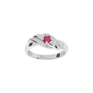 BAGUE ARGENT RHODIÉ OXYDES ROUGES ET BLANCS SERTIS