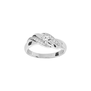 BAGUE ARGENT RHODIÉ OXYDES BLANCS SERTIS