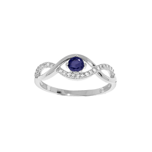 BAGUE ARGENT RHODIÉ OXYDES BLEUS ET BLANCS SERTIS