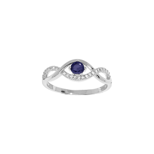 BAGUE ARGENT RHODIÉ OXYDES BLEUS ET BLANCS SERTIS