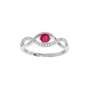 BAGUE ARGENT RHODIÉ OXYDES ROUGES ET BLANCS SERTIS