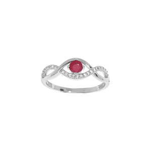 BAGUE ARGENT RHODIÉ OXYDES ROUGES ET BLANCS SERTIS
