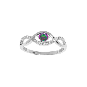 BAGUE ARGENT RHODIÉ OXYDE MYSTIQUE  ET BLANCS SERTIS