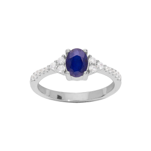 BAGUE ARGENT RHODIÉ OXYDES BLEU ET BLANCS SERTIS