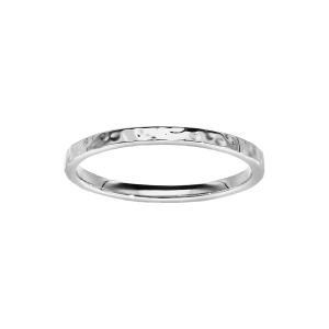 BAGUE ARGENT RHODIÉ 2 MM STYLE ALLIANCE FINE MARTELEE