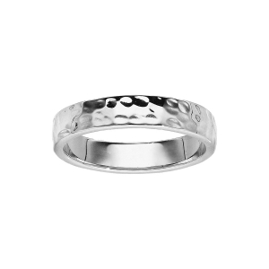 BAGUE ARGENT RHODIÉ STYLE ALLIANCE  MARTELEE  4 MM