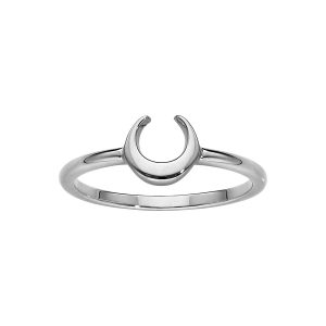 BAGUE ARGENT RHODIÉ CROISSANT DE LUNE LISSE
