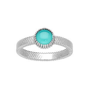 BAGUE ARGENT RHODIÉ JONC PIERRE CABOCHON TURQUOISE IMITATION