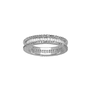 BAGUE ARGENT RHODIÉ ALLIANCE COMPLETE AVEC OXYDES BLANCS SERTIS