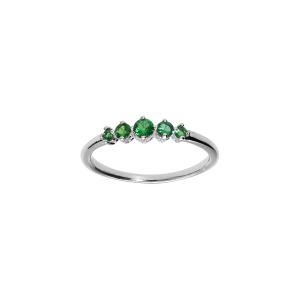 BAGUE ARGENT RHODIÉ 5 OXYDES VERTS SERTIS