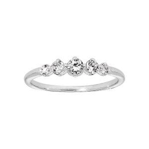 BAGUE ARGENT RHODIÉ 5 OXYDES BLANCS SERTIS