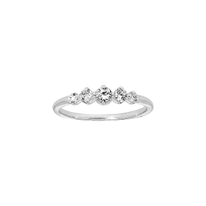 BAGUE ARGENT RHODIÉ 5 OXYDES BLANCS SERTIS
