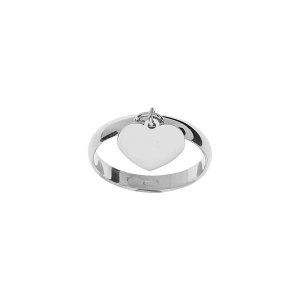 ALLIANCE ARGENT RHODIÉ DEMI JONC 3MM AVEC RONDELLE COEUR