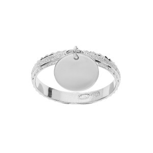 ALLIANCE ARGENT RHODIÉ DIAMANTEE GIVREE 3MM AVEC RONDELLE