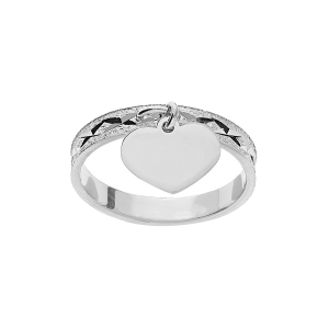 ALLIANCE ARGENT RHODIÉ DIAMANTEE CROISILLONS 3MM AVEC RONDELLE COEUR
