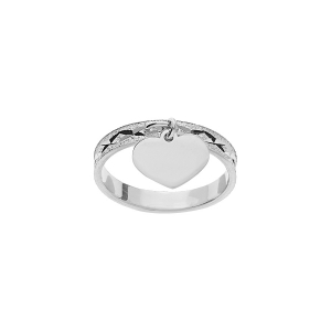 ALLIANCE ARGENT RHODIÉ DIAMANTEE CROISILLONS 3MM AVEC RONDELLE COEUR