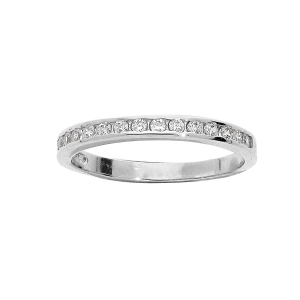 BAGUE ARGENT RHODIÉ MASSIF DEMI ALLIANCE OXYDES BLANCS SERTI RAIL
