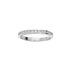 BAGUE ARGENT RHODIÉ MASSIF DEMI ALLIANCE OXYDES BLANCS SERTI RAIL