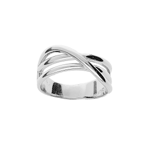 BAGUE ARGENT RHODIÉ FILS CROISES