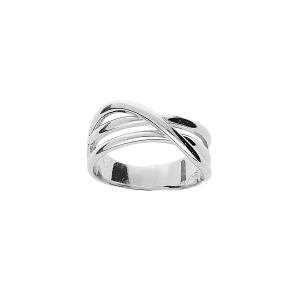 BAGUE ARGENT RHODIÉ FILS CROISES