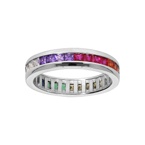 BAGUE ARGENT RHODIÉ EMPIERRE MULTI COULEURS